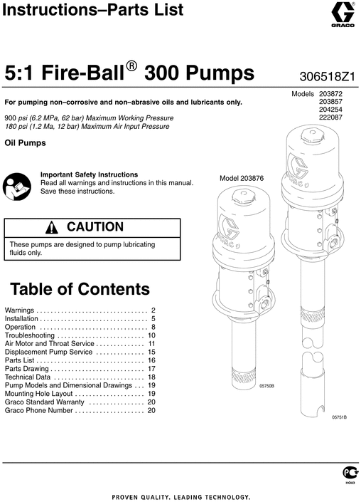 Product picture Graco Fireball 300 5:1 ratio Instruction Manual