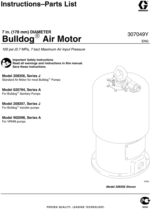 Product picture Graco Bulldog Air Motor Manual
